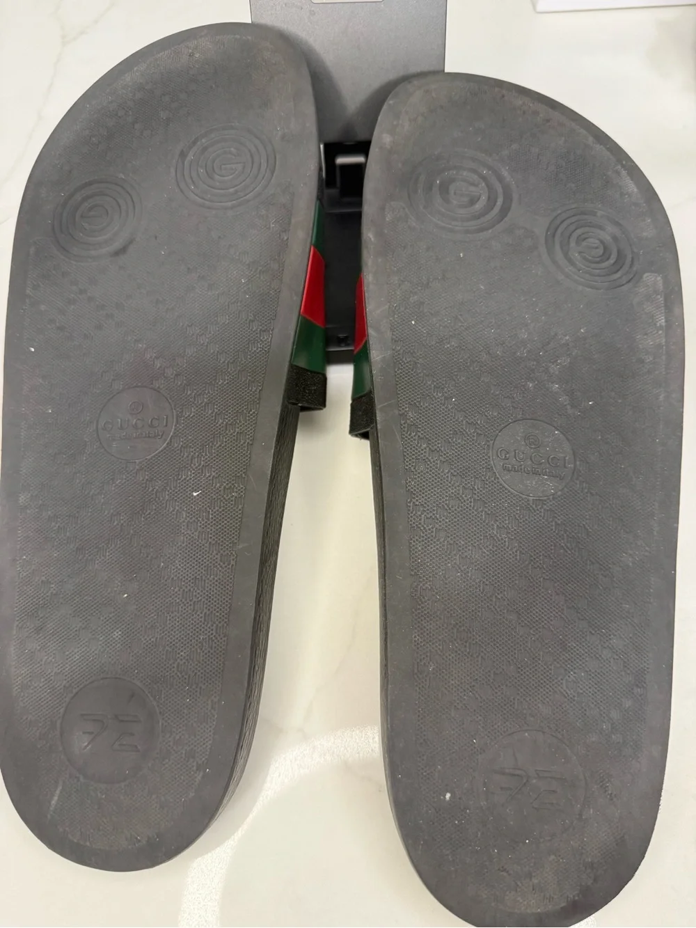 Gucci Pursuit Web Slides Men 13G Black Red Green Authentic COA